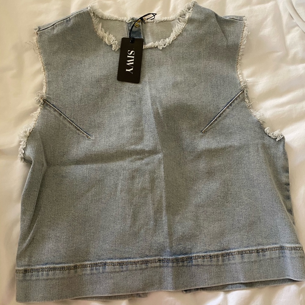 Siwy Pam Crop Tank in light denim wash - Picture 2 of 4